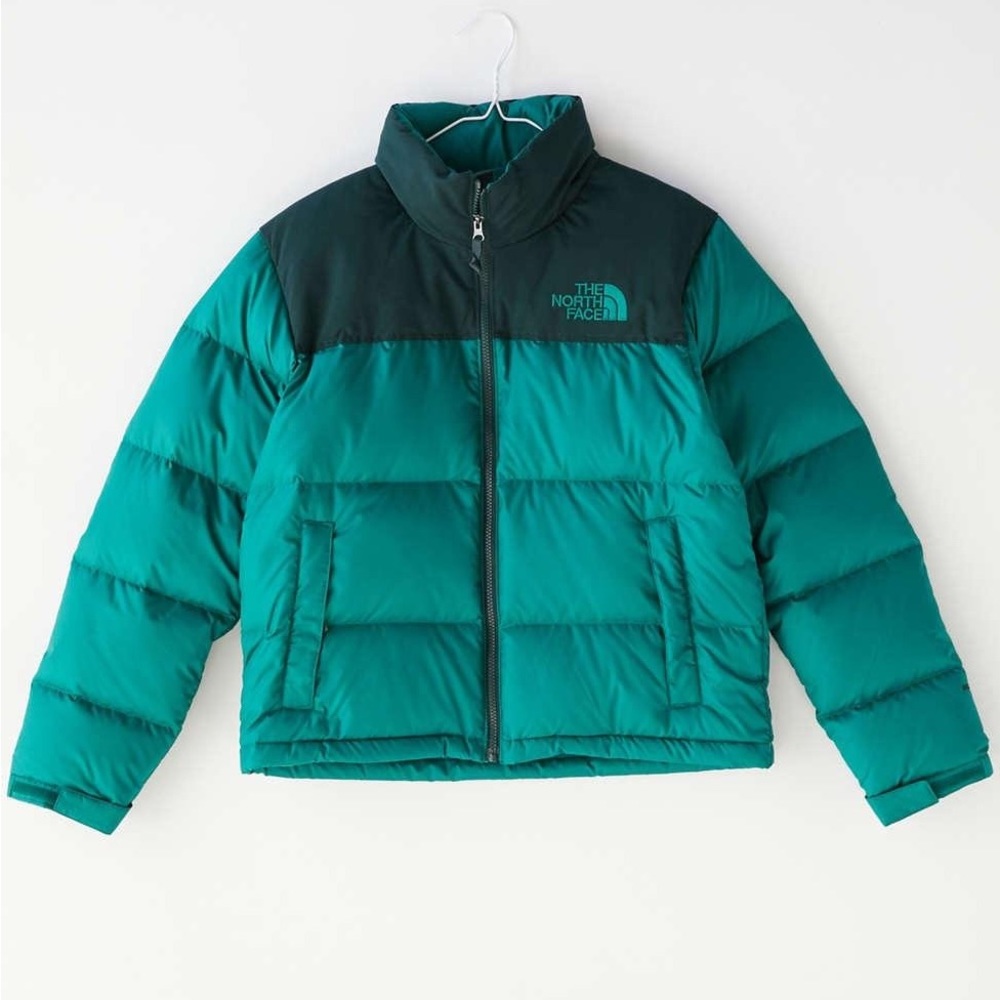 north face eco nuptse green puffer